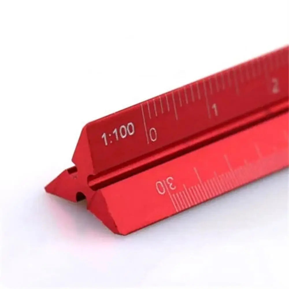 High Quality Colorful 15cm 30cm Aluminum Triangular Scale Ruler 1:20 - 1:600 Alloy Metal Scale Regua Desenho H0003 Oasis Select 15cm-large red