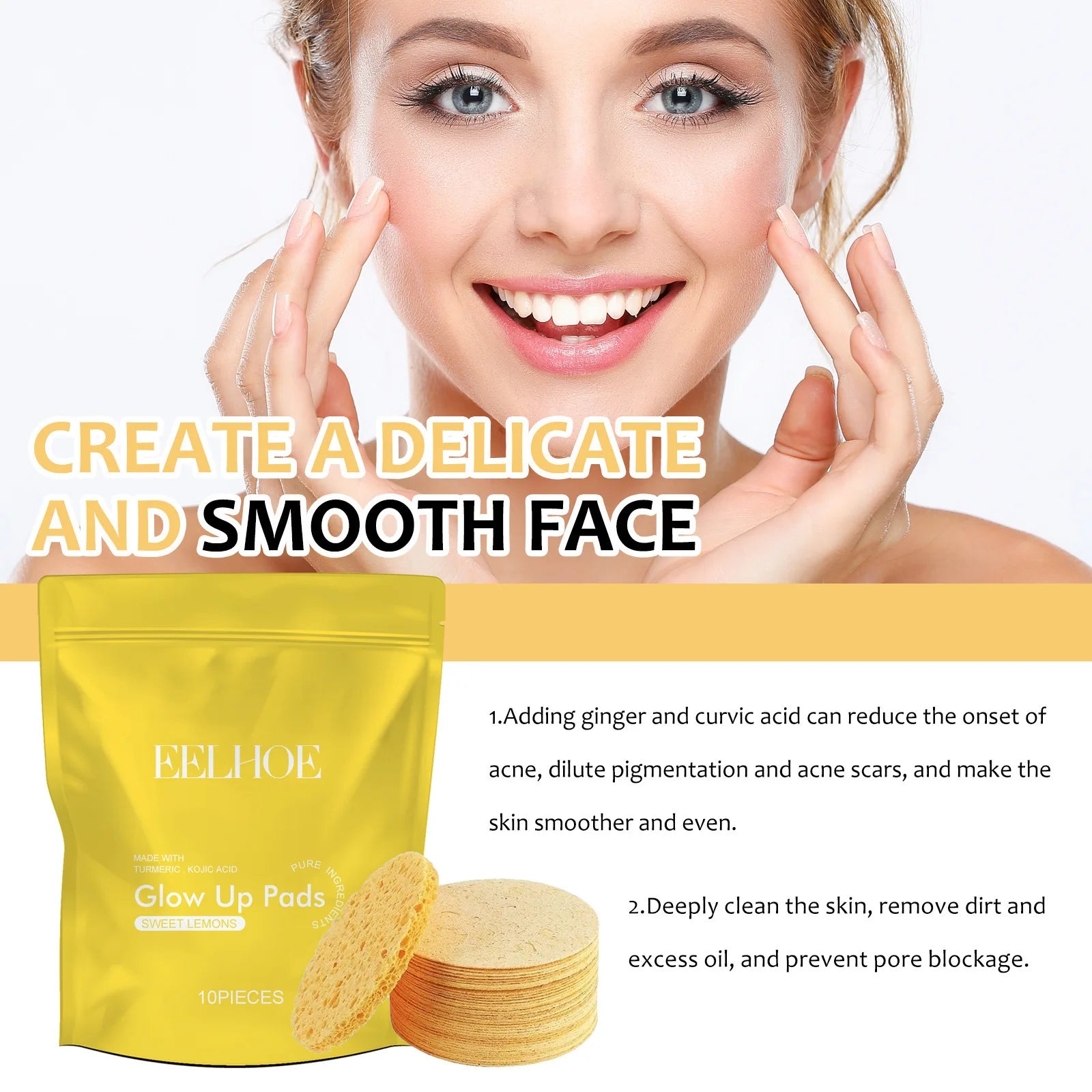 Turmeric Cleansing Pad Deeply Cleanses Skin Removes Dirt Acne Treatment Controls Oil and Softens Exfoliated Tender Skin 10Pads Oasis Select