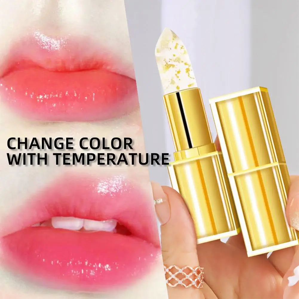Gold Crystal PH Color Changing Lip Balm, Moisturizing High Shine Glossy Lipstick, Waterproof Non Sticky Cup Daily Lip Care Oasis Select