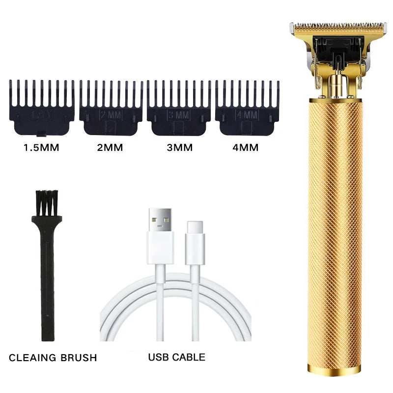 Vintage Carving Hair Cutting Machine T9 Professional Portable Rechargeable Man Beard Cutting Machine / Hair Clipper Accessories Oasis Select 061-GoldMesh