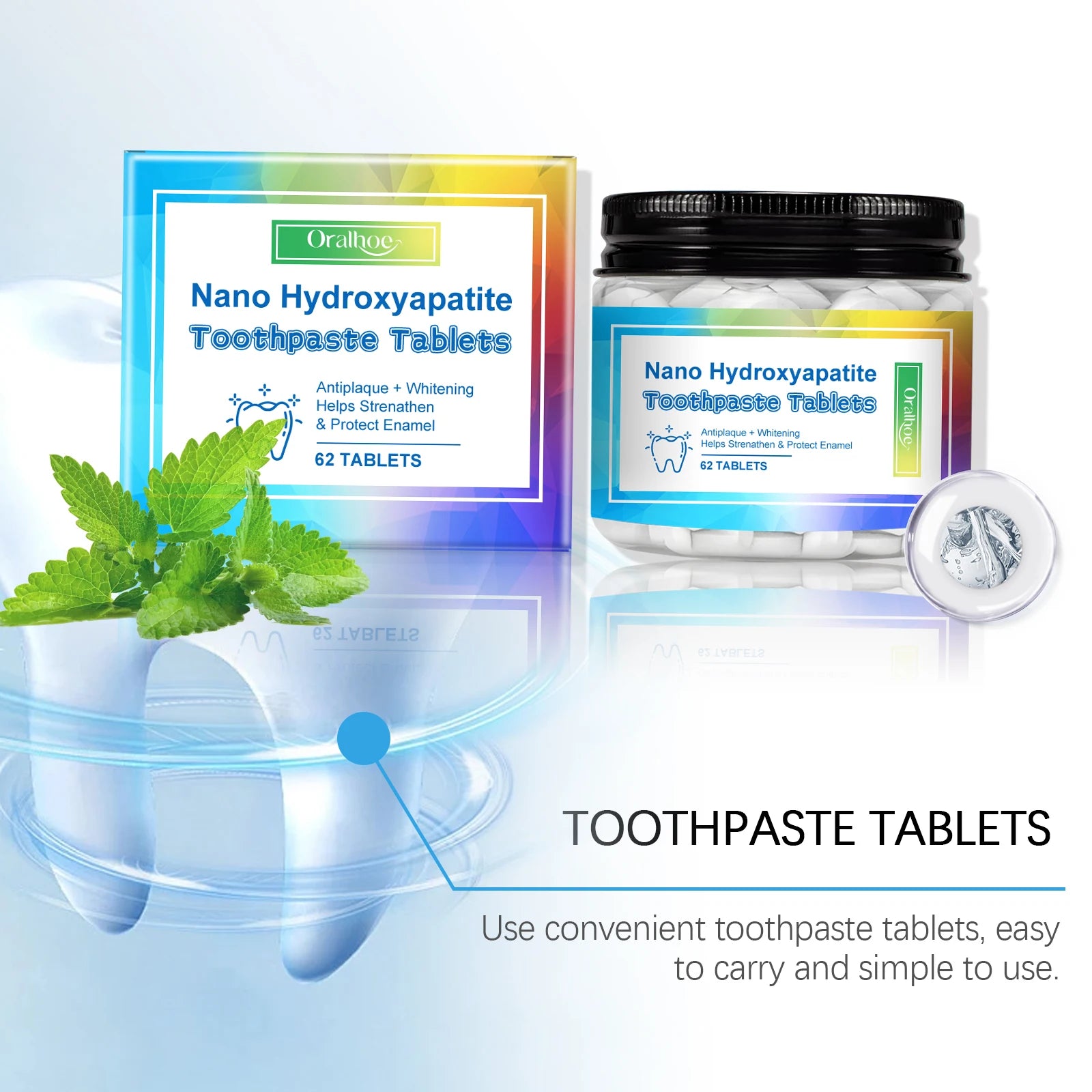 Mint Toothpaste Tablets:Portable cleaning and teeth-care toothpaste tablets for fresh breath, stain removal and odor elimination Oasis Select