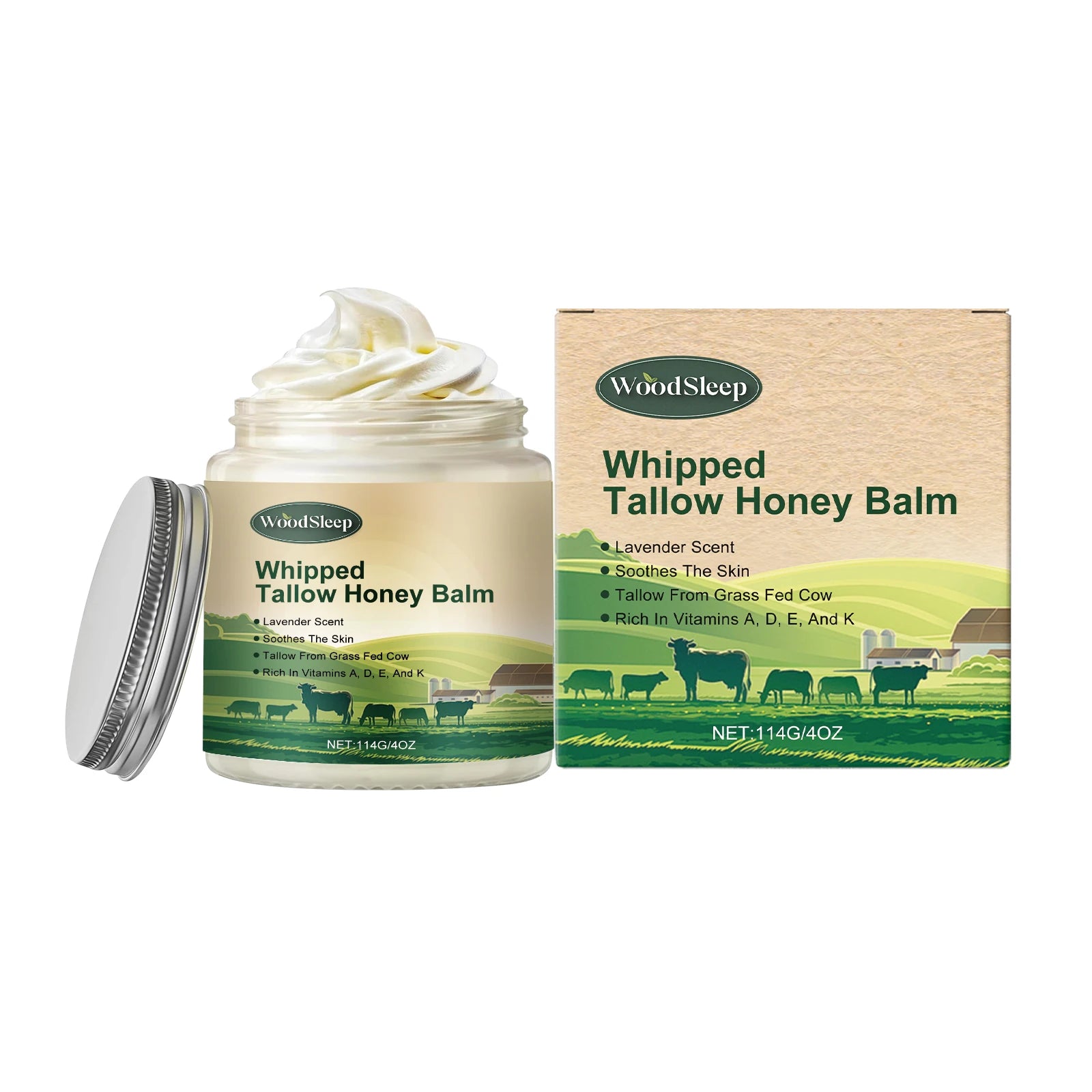 WOODSLEEP Beef Tallow & Honey Body Cream | Deep Moisturizer Body Moisturizer Cream Oasis Select