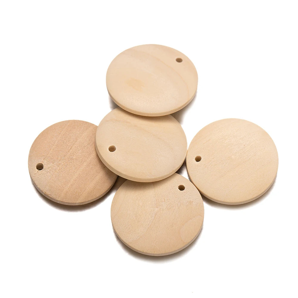 20pcs Round Blank Wooden Pendants Base For DIY Handmade Earrings Necklaces Jewelry Making Supplies Accessories Decorative Charms Oasis Select