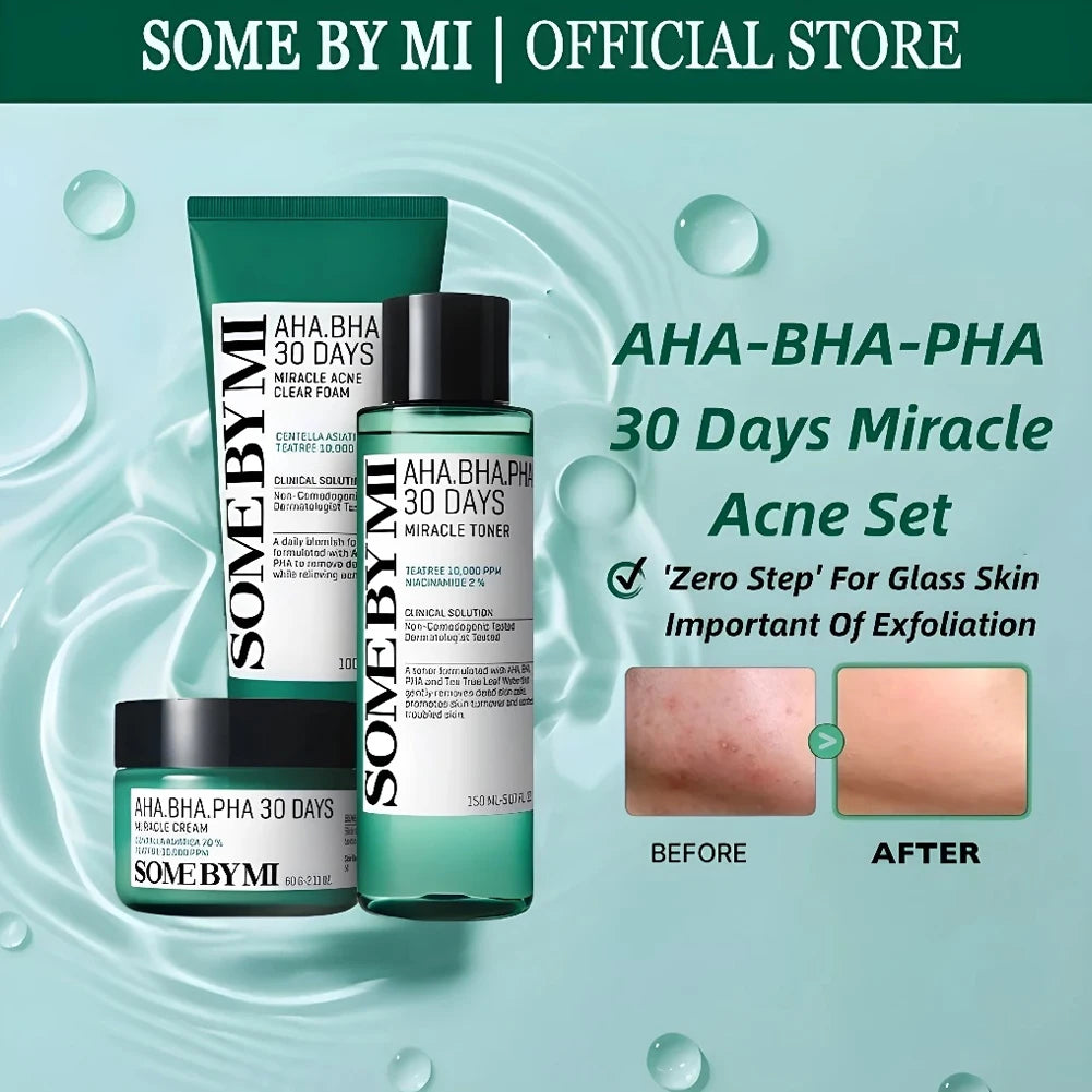 SOME BY MI 30 Days Miracle Toner 150ml/Acne Clear Foam 100ml /60ml Face Cream for Oily Acne-Prone Skin Korean skincare set Oasis Select SET A