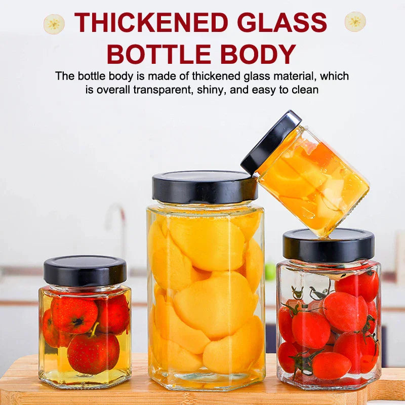 2Pcs Food Grade Empty Round Clear Glass Jar Seal Pot Honey Bottles Sauce Bottles With Metal Black Lid 45-730ML Kitchen Storage Oasis Select
