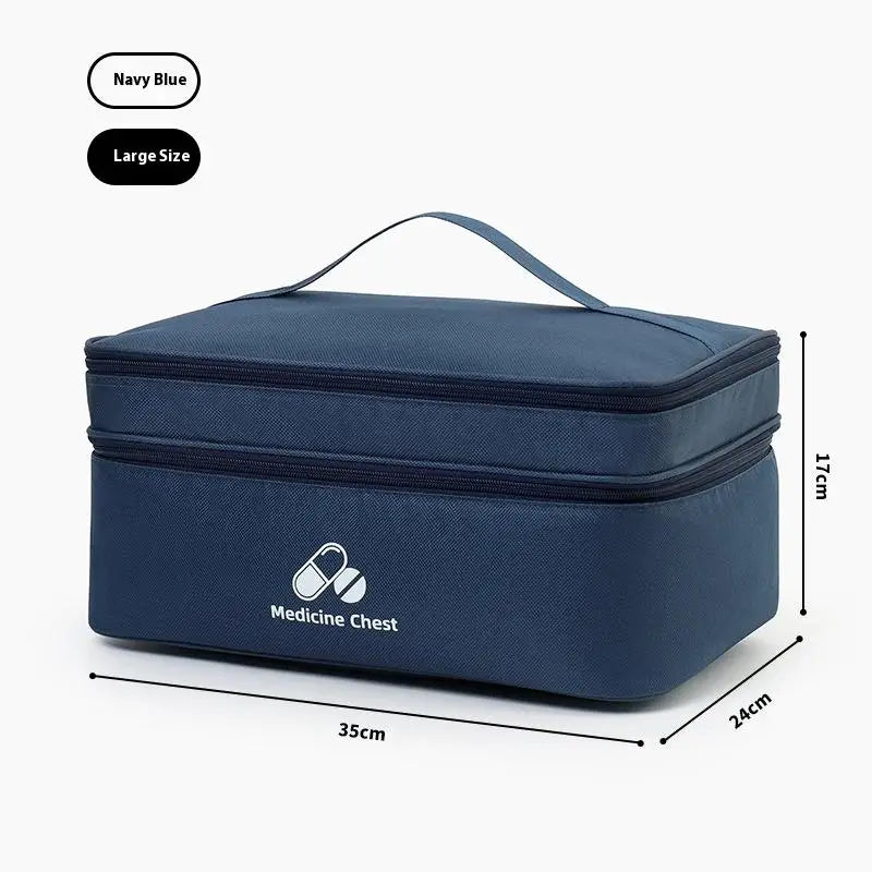Home Travel First Aid Kit Double Layer Classification Storage Drug Sorting Bag Oxford Cloth Epidemic Prevention Pouch Oasis Select L Navy