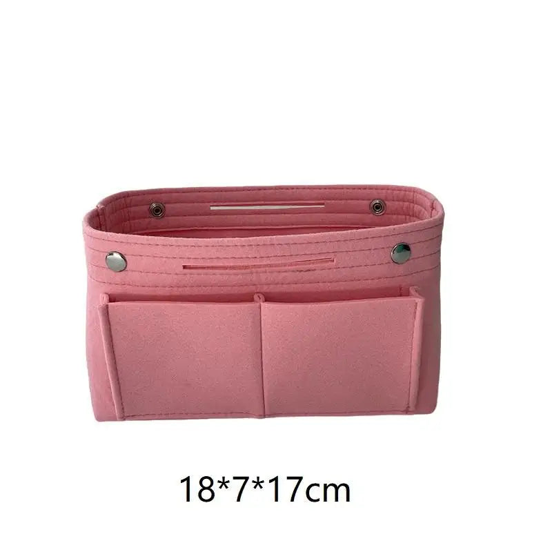 Felt Insert Bag Organizer | Multi-Pocket Travel Cosmetic Tote Bag Insert Organizer Oasis Select Pink S
