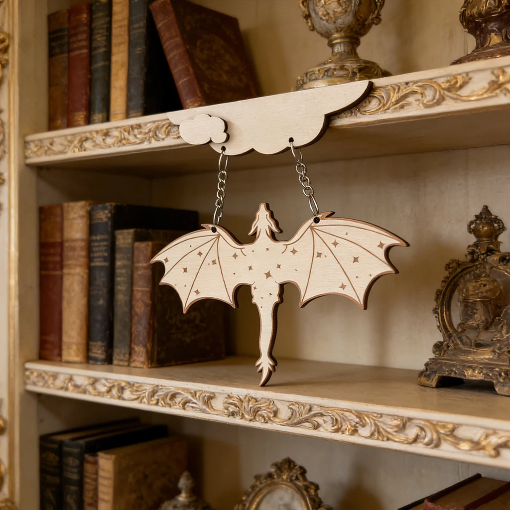 Wood Dragon Bookshelf Witchy Decor Goth Car Accessories Fantasy Book Lover Gift Magical Library Reading Nook Unique Merchandise Oasis Select