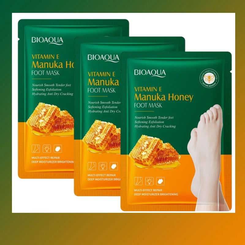 BIOAOUA Vitamin E & Manuka Honey Foot Mask | Deep Moisture Foot Mask Oasis Select 3pc