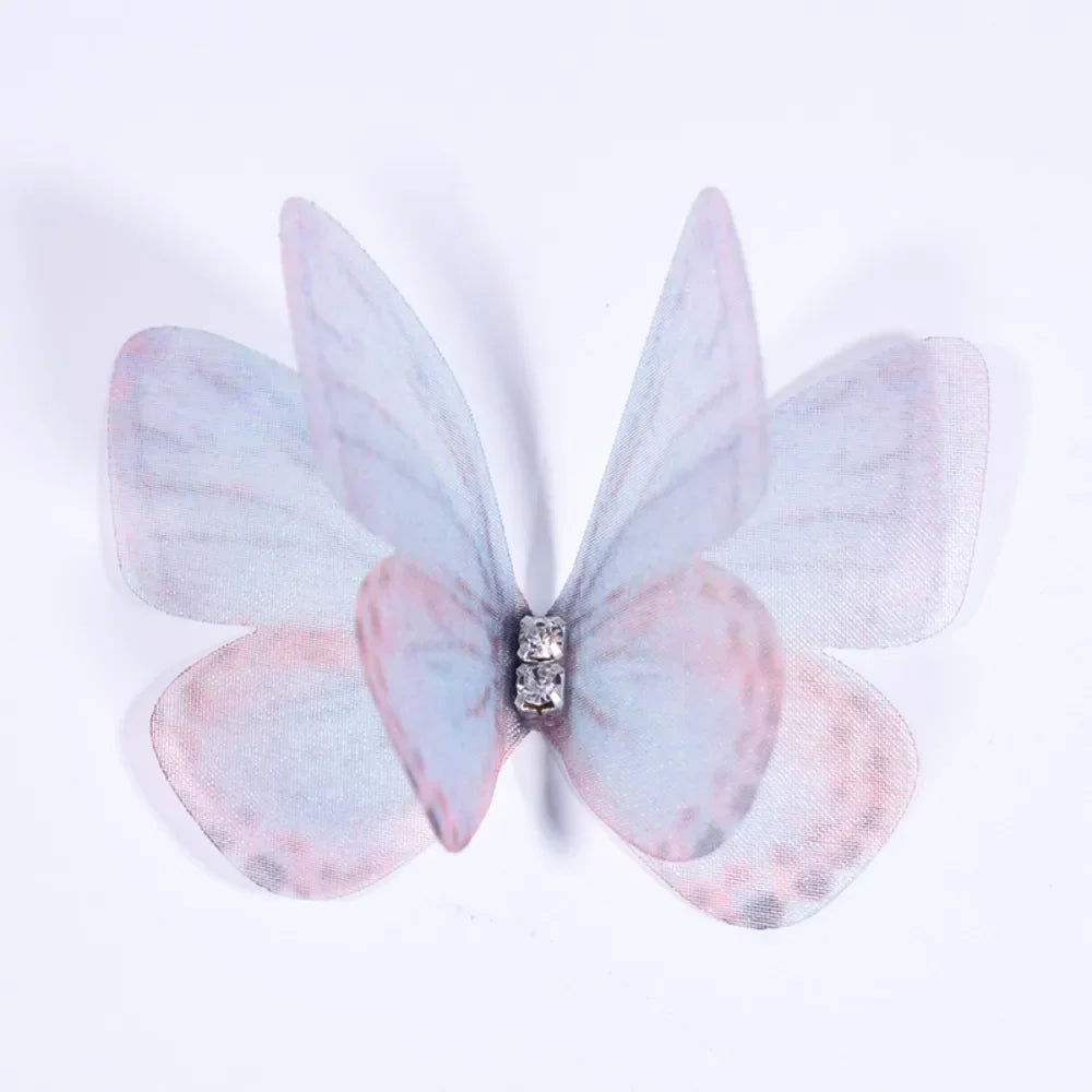 50Pcs 3D Organza Butterfly Appliqués – Gradient Mesh Patches