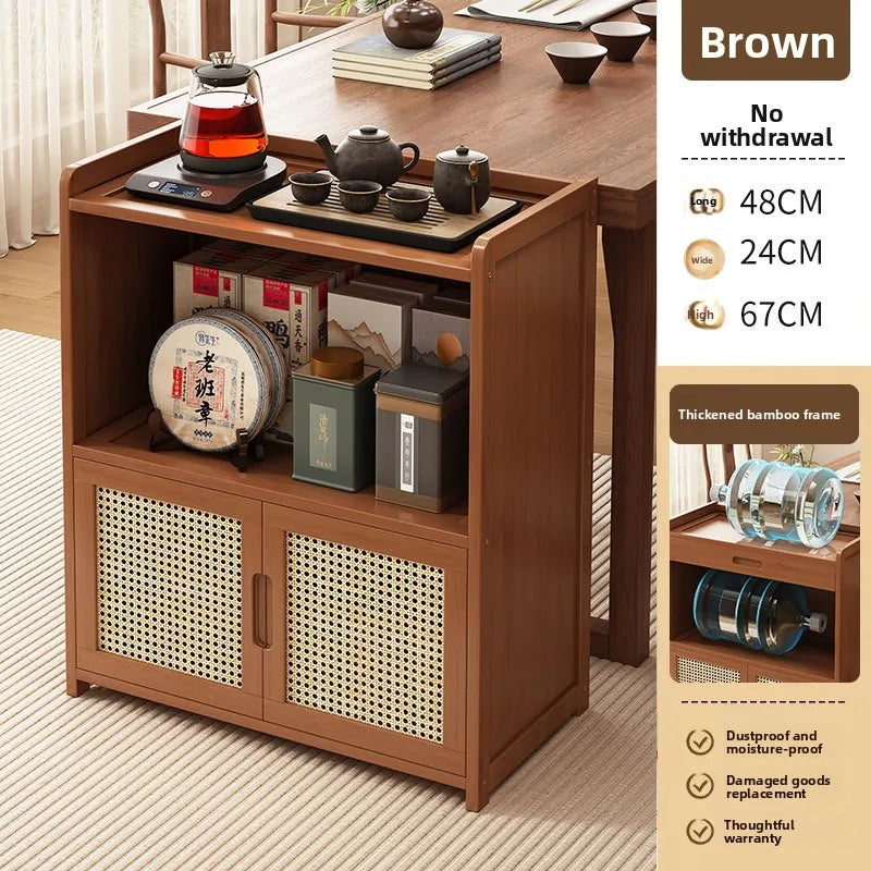 Tea rack, shelf, multi-layer storage tea set display cabinet, tea room, small Bogu rack, solid wood storage locker. Oasis Select Brown 50 long 1