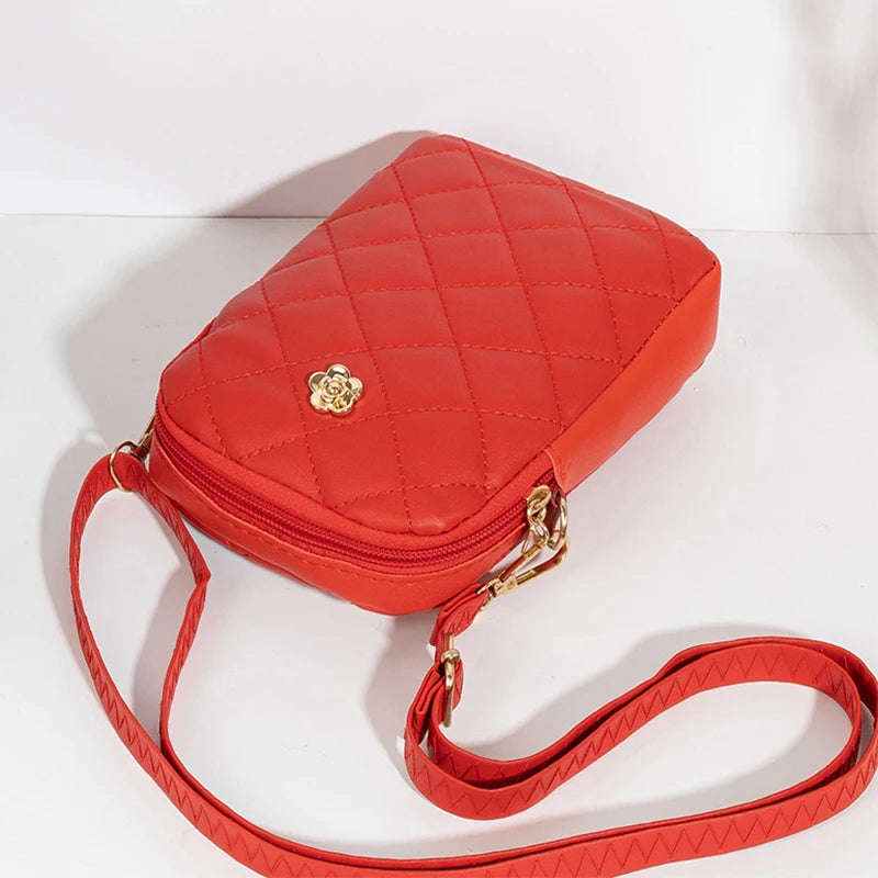 Embroidery Mobile Phone Bags Women Fashion Shoulder Bag Female Mini Crossbody Messenger Bags PU Leather Clutch Wallet Pouch Oasis Select