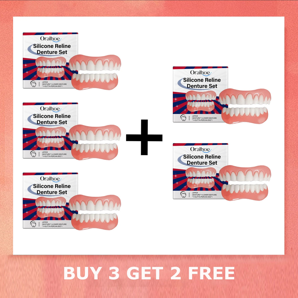 Silicone Denture Set Upper Lower Veneers False Teeth Braces Adjustable Perfect Smile Soft Comfortable Teeth Orthodontic Adults Oasis Select Buy 3 Get 2 Free