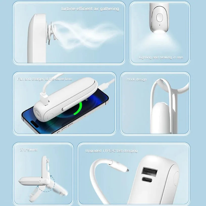 Portable Handheld Fan With Power Bank 48H Battery Life Run While Charging 180° Foldable Soft Blades Pocket Travel Fan Oasis Select