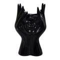Pen Holder & Desk Decor White Abstract Face Sculpture with Hands, Modern Office Desktop Organizer for Pens, Makeup Brushes Oasis Select B
