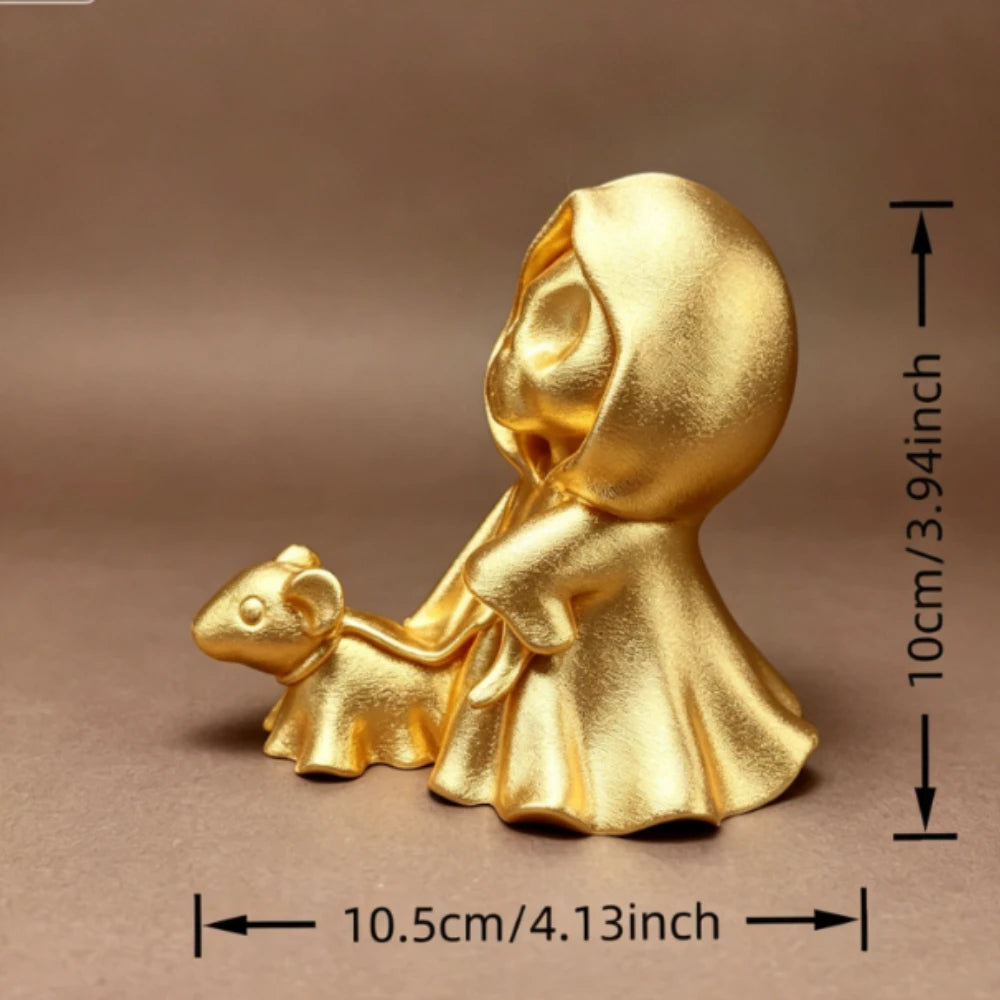 Miniature Grim Reaper Figurines with Ghost Puppy 3D Printed Cute Skeleton Ghost Walking Dogs Statues DIY Paintable Desktop Decor Oasis Select walk the dog2