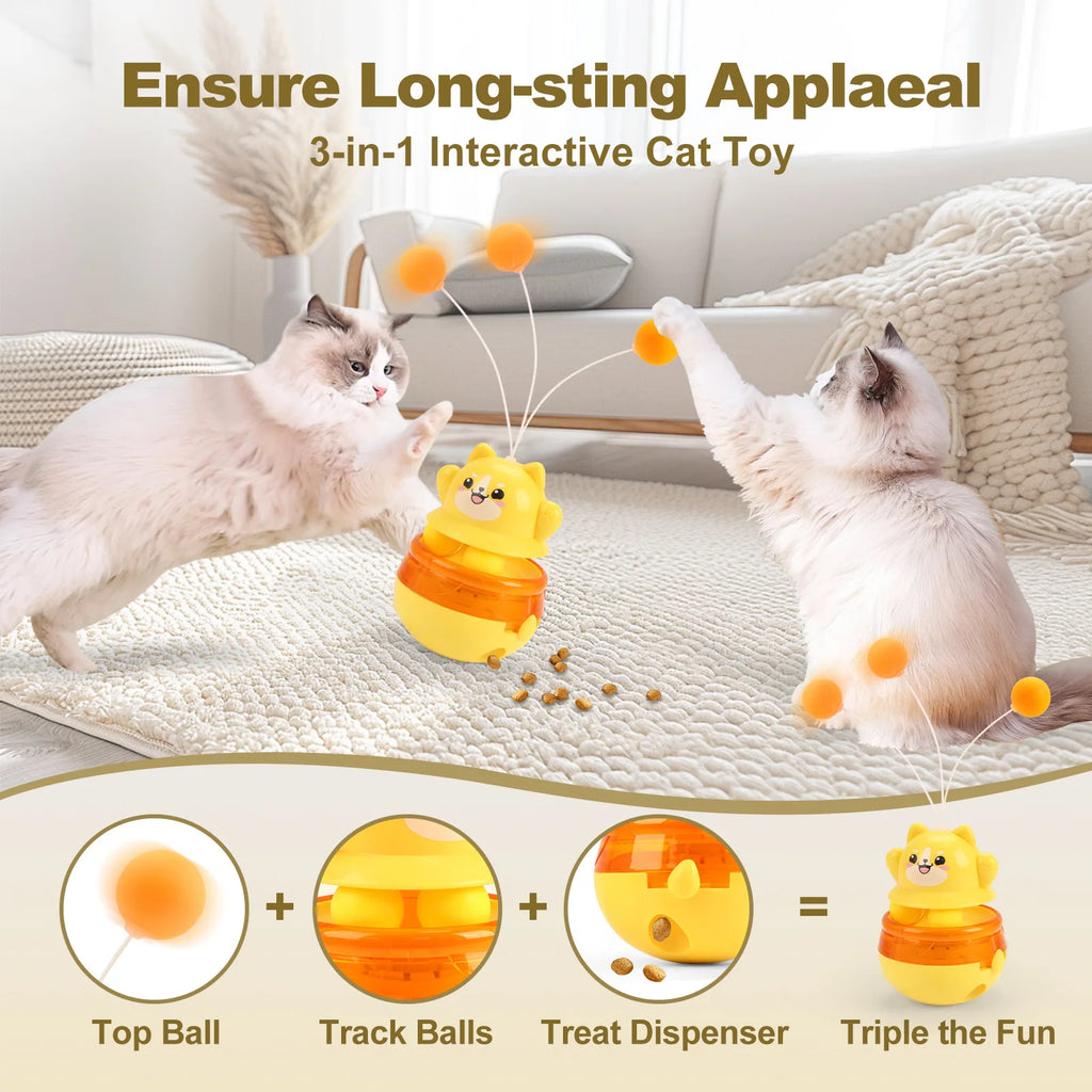 Pet Untoppleable Doll, Cat Fun and Fun, Intelligence Cat Teasing Stick, Leaky Food Ball, Cat Untoppleable Doll Leaky Food Toy Oasis Select