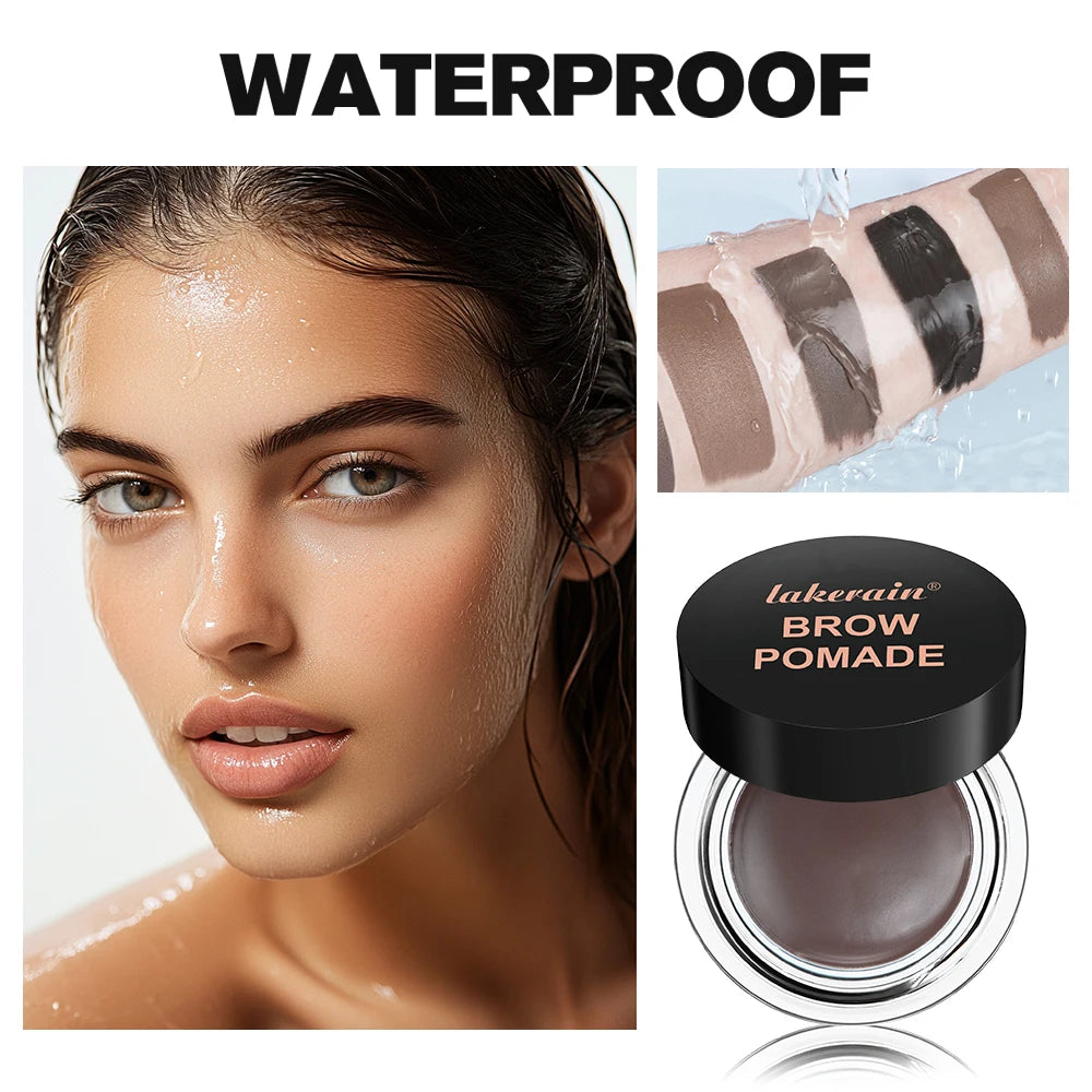 Lakerain Brow Pomade with Dual-Ended Brush Long-Lasting Waterproof Sweatproof Natural Smooth Eyebrow Brow Pencil Makeup Oasis Select
