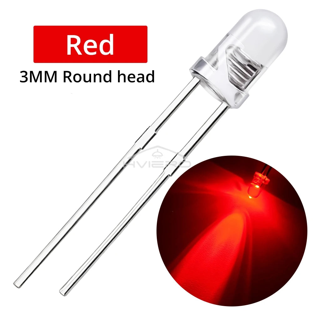 1000pcs F3 3mm LED Diode Assortment Kit – Multi-Color Bulbs