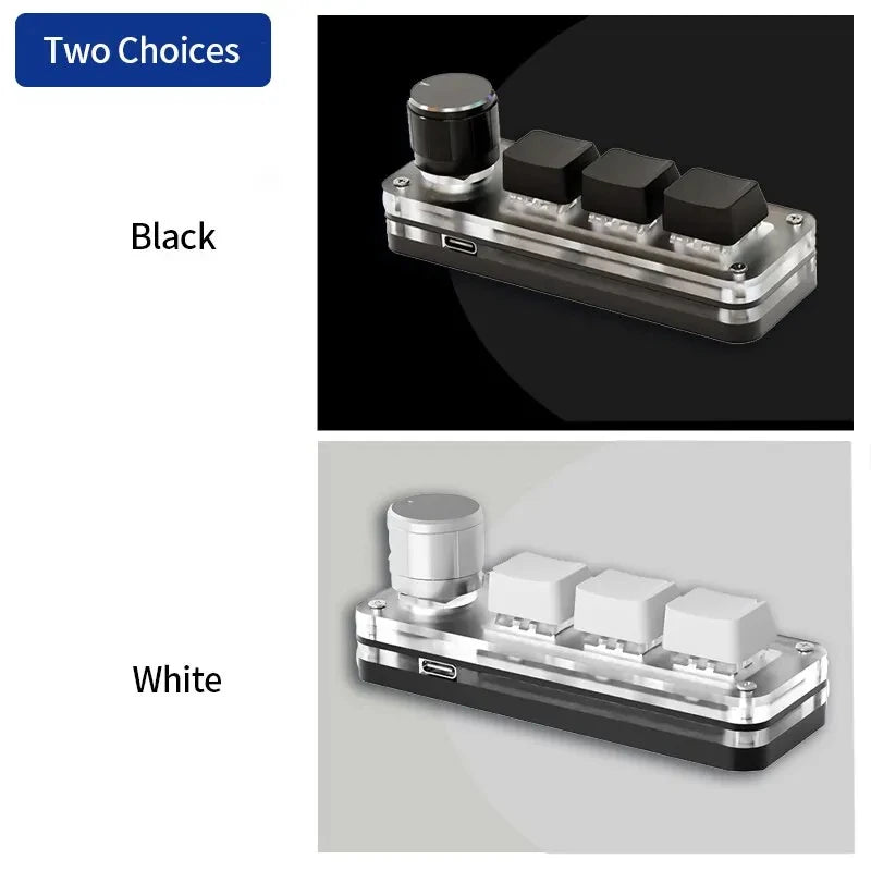 Mini Keyboard 3 Keys 1 Knob RGB Programming Macro Mechanical Keyboard Gaming Custom Switch Portable Keypad For Photoshop Oasis Select