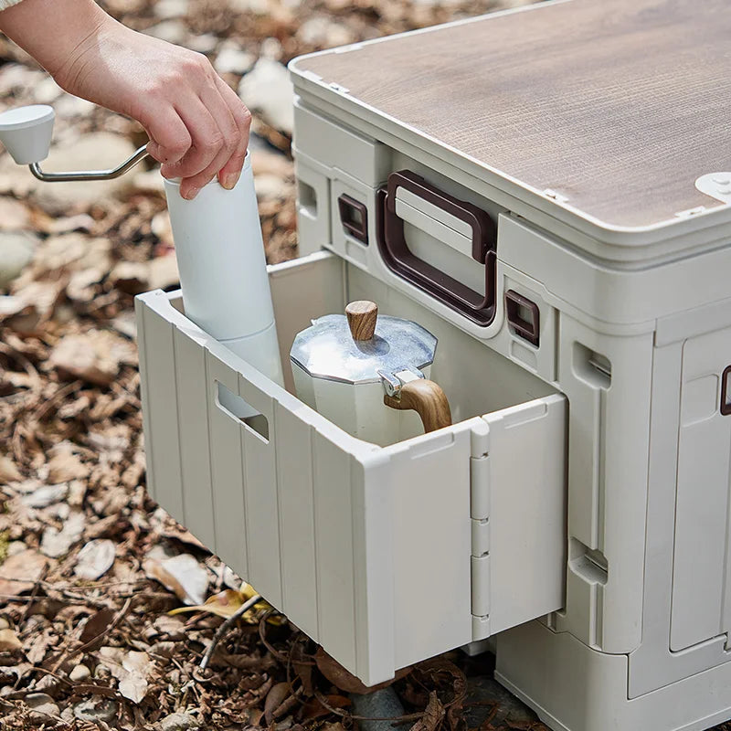 Folding box - Japanese style flat outdoor camping box - wooden lid folding storage box - trunk organizer box - gift storage box Oasis Select