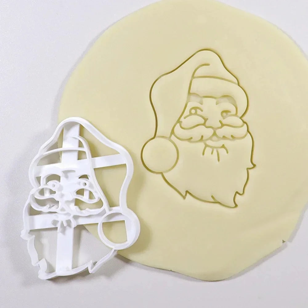 Christmas Gingerbread Cookie Cutters DIY Snowflake Santa Plastic Cookie Mold Biscuit Stamp Christmas Baking Supplies Oasis Select Santa claus