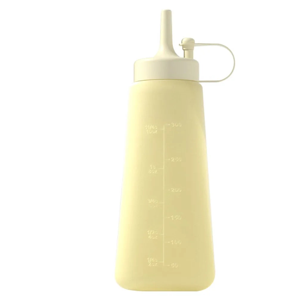 300ml Capacity Condiment Squeeze Bottle Leakproof Design Transparent Sauce Dispenser Clear Scale with Suction Cup Oasis Select Yellow