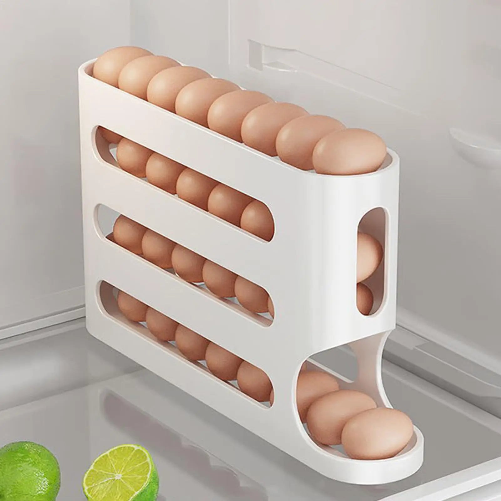 Automatic Egg Rolling Dispenser 4-Tier Large Capacity Tilted Egg Storage Rack Space-Saving Storage Boxes Egg Organizer Tray for Oasis Select