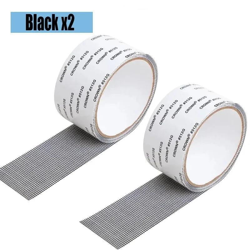 Strong Self Adhesive Window Screen Repair Tape Window Net Screen Repair Patch Covering Up Holes Tears Anti-Insect Mosquito Mesh Oasis Select 2PCS-black