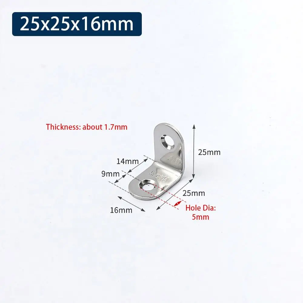 1Pcs Cabinet Screens Wall Angle Bracket Furniture Fastener SUS304 Stainless Steel Corner Brace Joint L Shape Oasis Select 25x25x16mm