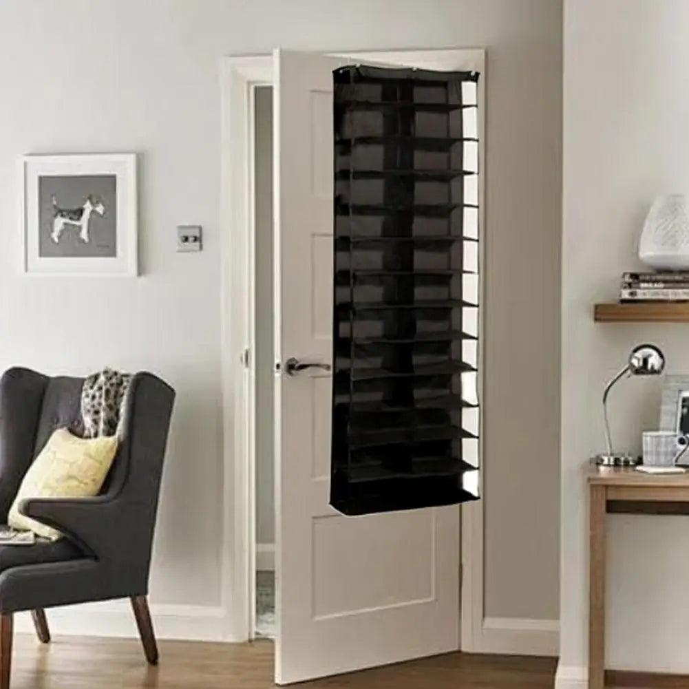 26-Pocket Over-Door Shoe Rack Organizer | Transparent Pockets