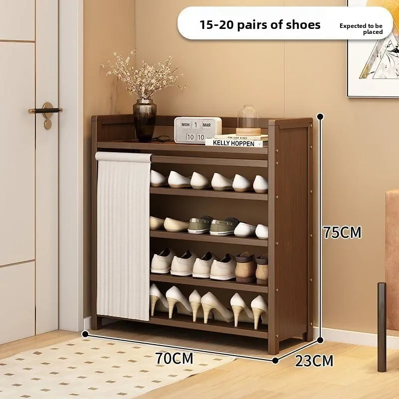 Multi-functional Folding shoe rack installation-free integrated dustproof large-capacity storage shoe rack Oasis Select Brown E