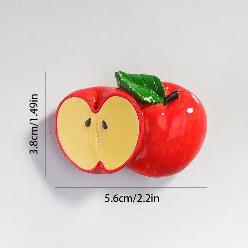 Creative Fridge Magnet Decor 3D Cute Cartoon Fruit Message Board Refrigerator Magnet Sticker for Kids Toy Gift Home Decoration Oasis Select apple