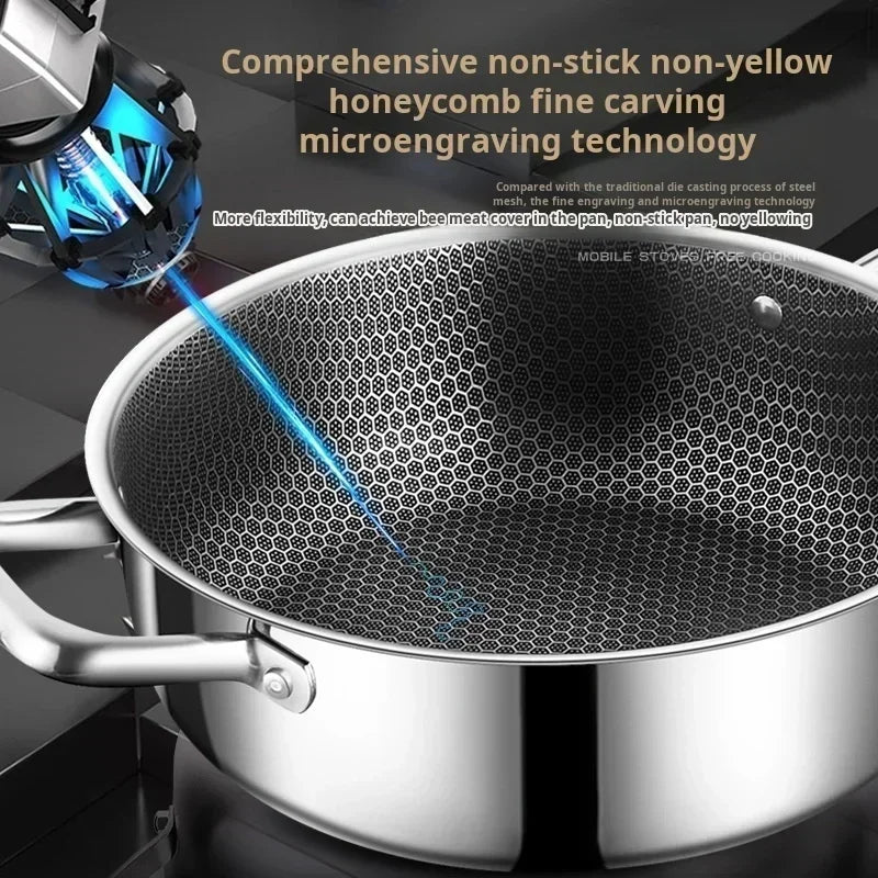 CHANSUNRUN 28cm Honeycomb Nonstick Stainless Steel Frying Pan Nonstick Frying Pan Oasis Select