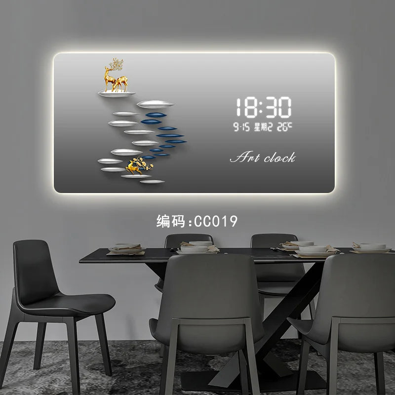 New Modern Simple LCD Digital Display Clock Wall Clock Living Room Decorative Painting Hanging Wall Clock Painting Oasis Select CC019 70cm x 35cm Plug in