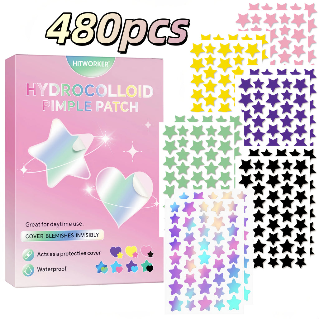Water based colloidal star shaped 6-color acne patch, 720/480 tablets/box - alcohol free, used to absorb acne secretions Oasis Select 480pcs