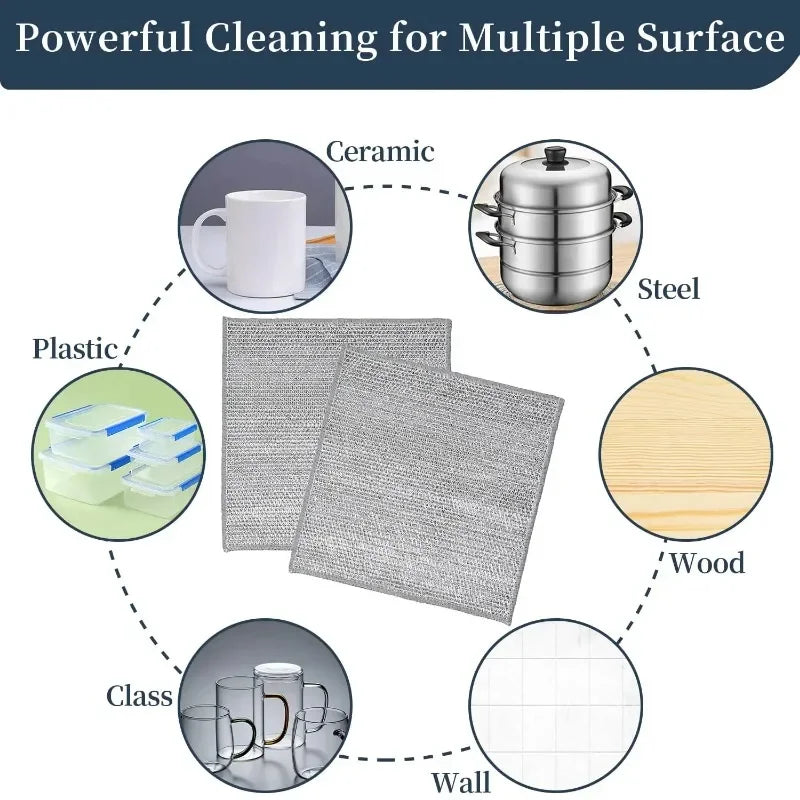 Thickened Steel Wire Cleaning Cloth Non-Scratch Double-layer Single-Layer Iron Microfiber Mesh Dishrag Washing Kitchen Towel Oasis Select