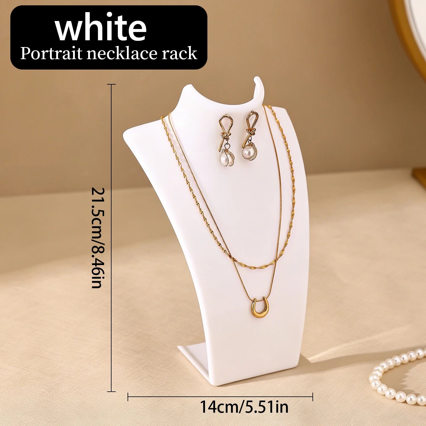 1 Portrait Jewelry Display Stand Vertical Necklace Earring Storage Stand, Jewelry Store Home Display Stand Perfect Holiday Gift Oasis Select White