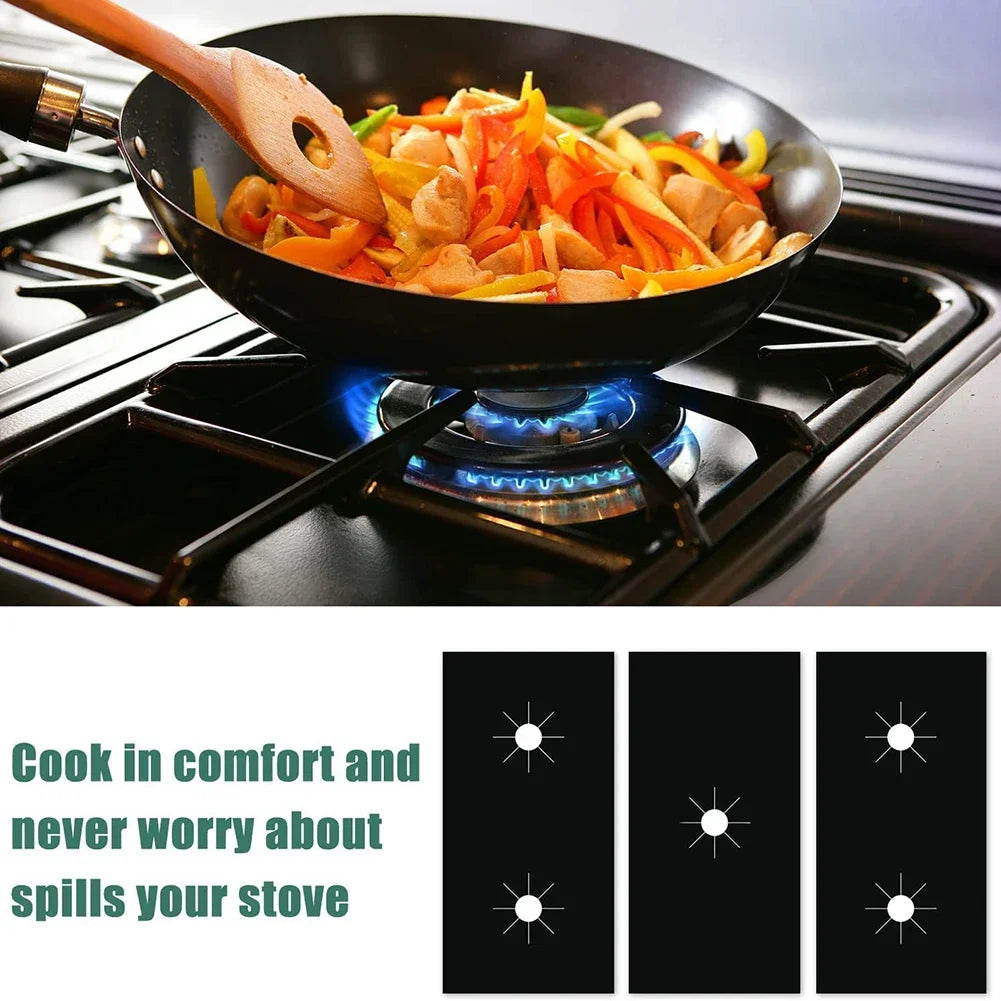 1 Set 5-Hole Gas Stove Pad Protective Cover Kitchen Cleaning Anti-dirty Non-stick Pad Reusable Stovetop Scratch Protector Pads Oasis Select
