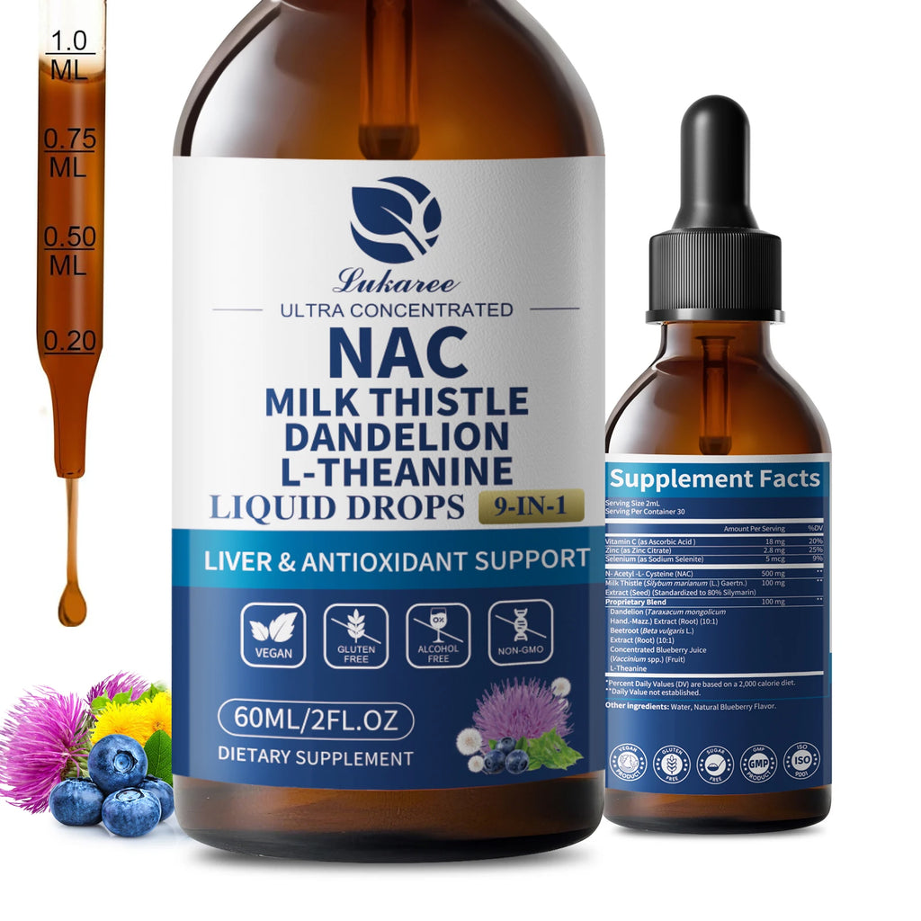 N-Acetyl-L-Cysteine NAC Supplement with Milk Thistle,Selenium for Liver & Kidney Support,Lung,Antioxidants & Immune Support Oasis Select