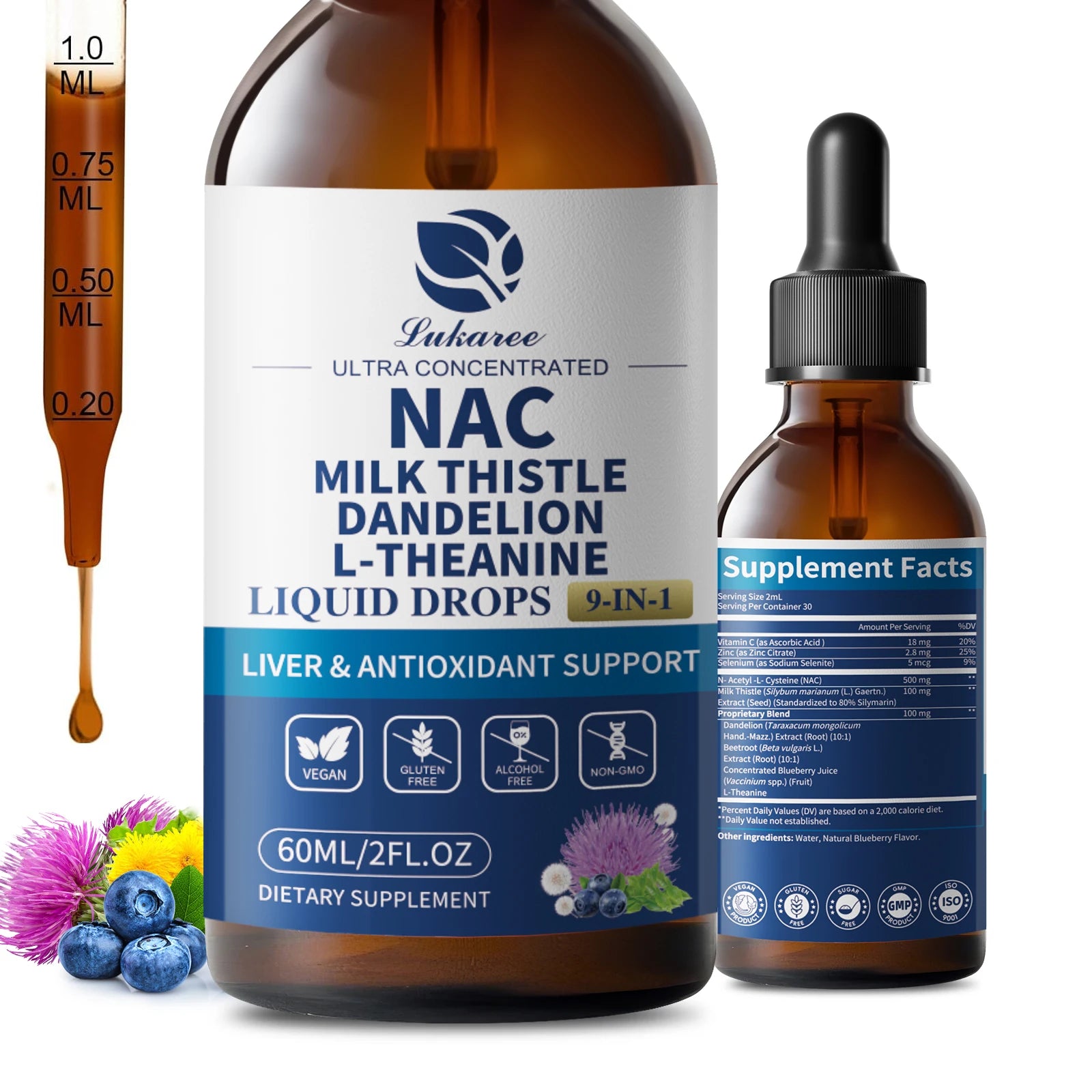 N-Acetyl-L-Cysteine NAC Supplement with Milk Thistle,Selenium for Liver & Kidney Support,Lung,Antioxidants & Immune Support Oasis Select