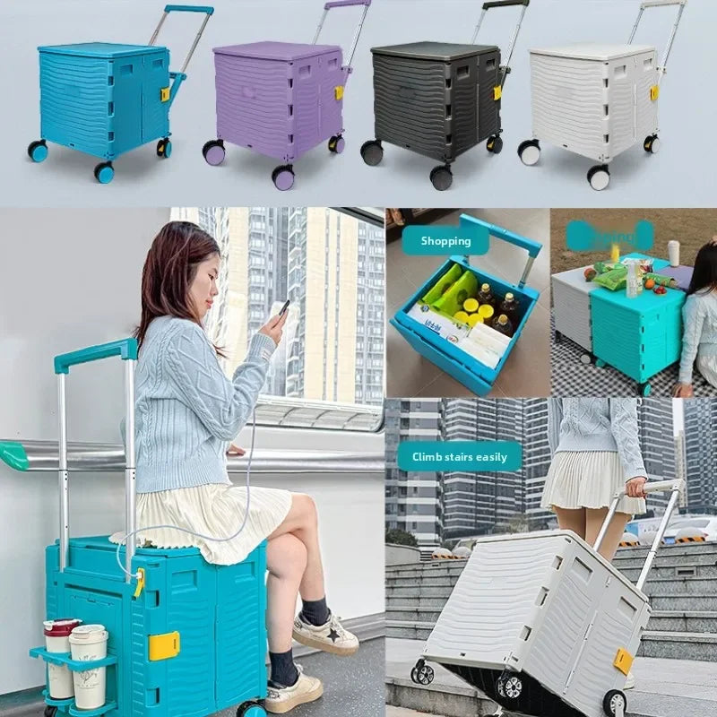 Outdoor folding shopping cart, small pull cart, shopping cart, climbing cart, home shopping storage cart Oasis Select