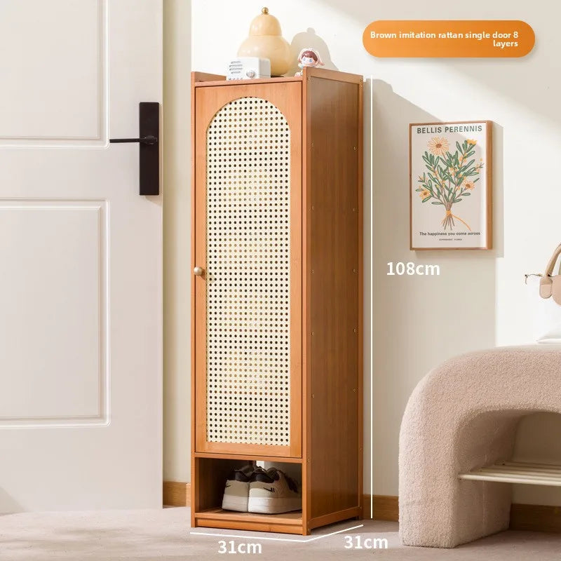 Shoe cabinet storage artifact space-saving indoor entrance small narrow shoe rack 2025 new dust-proof storage cabinet Oasis Select Brown eight 1