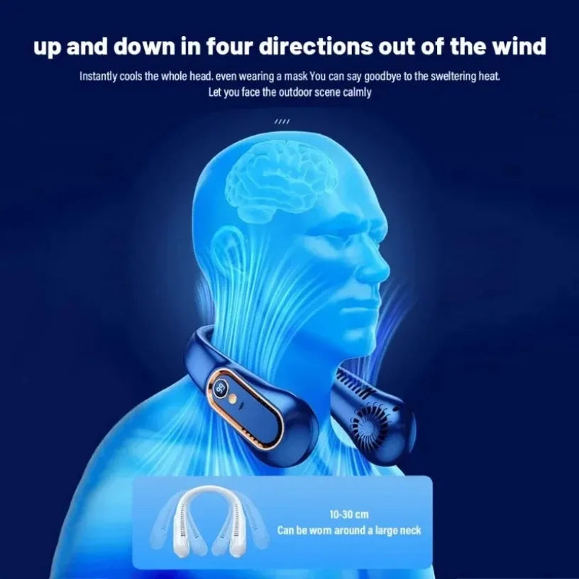 Smart Neck Fan with Digital Power Display, 5-Speed Wearable Cooling Fan Rechargeable USB Fan for Men Women Outdoor Work Commute Oasis Select