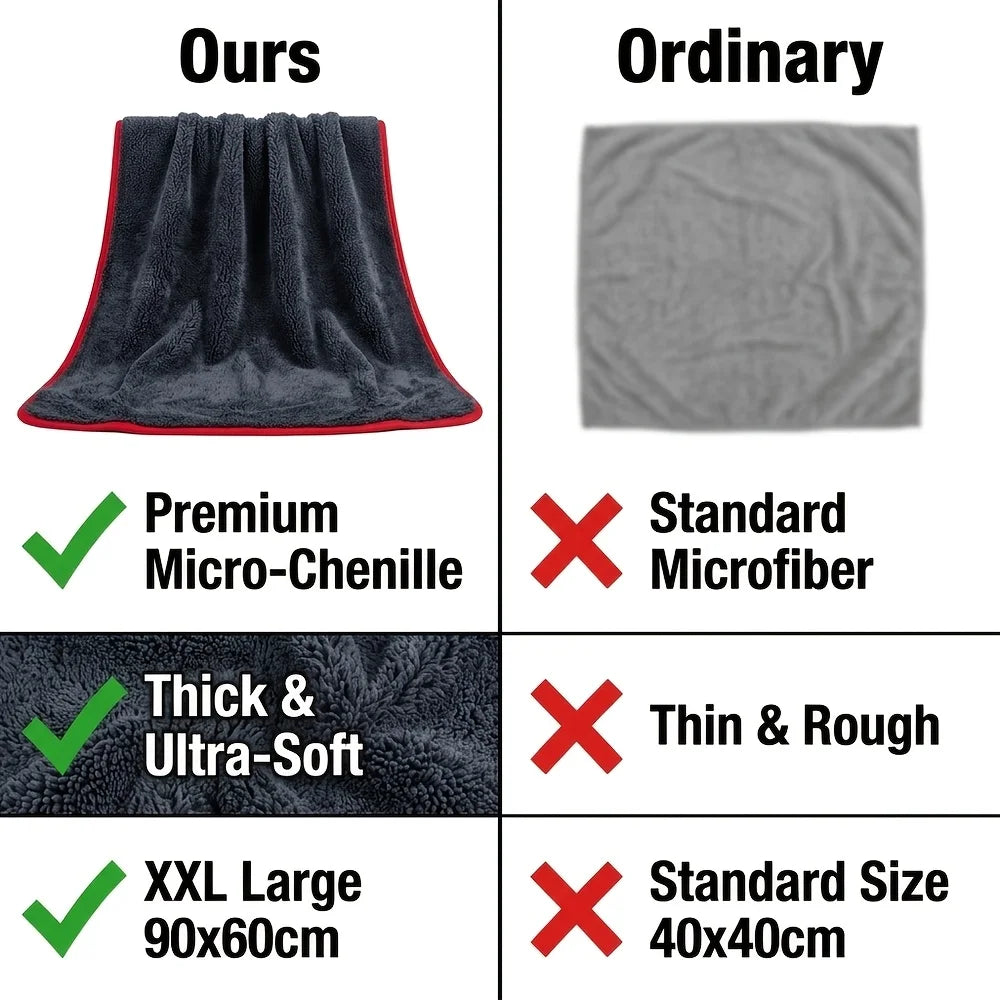 XXL Extra Large Microfiber Car Drying Towel with Twisted Ring Design - Super Absorbent Thickening Technology Suitable for Sedans Oasis Select