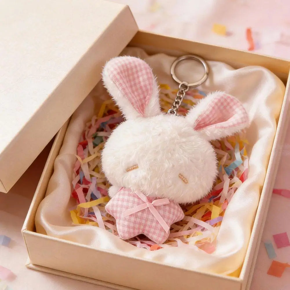 Mini Angel Bunny Plush Keychain Cute Soft Rabbit Stuffed Toy Hanging Pendant Kawaii Gift for Girls Oasis Select