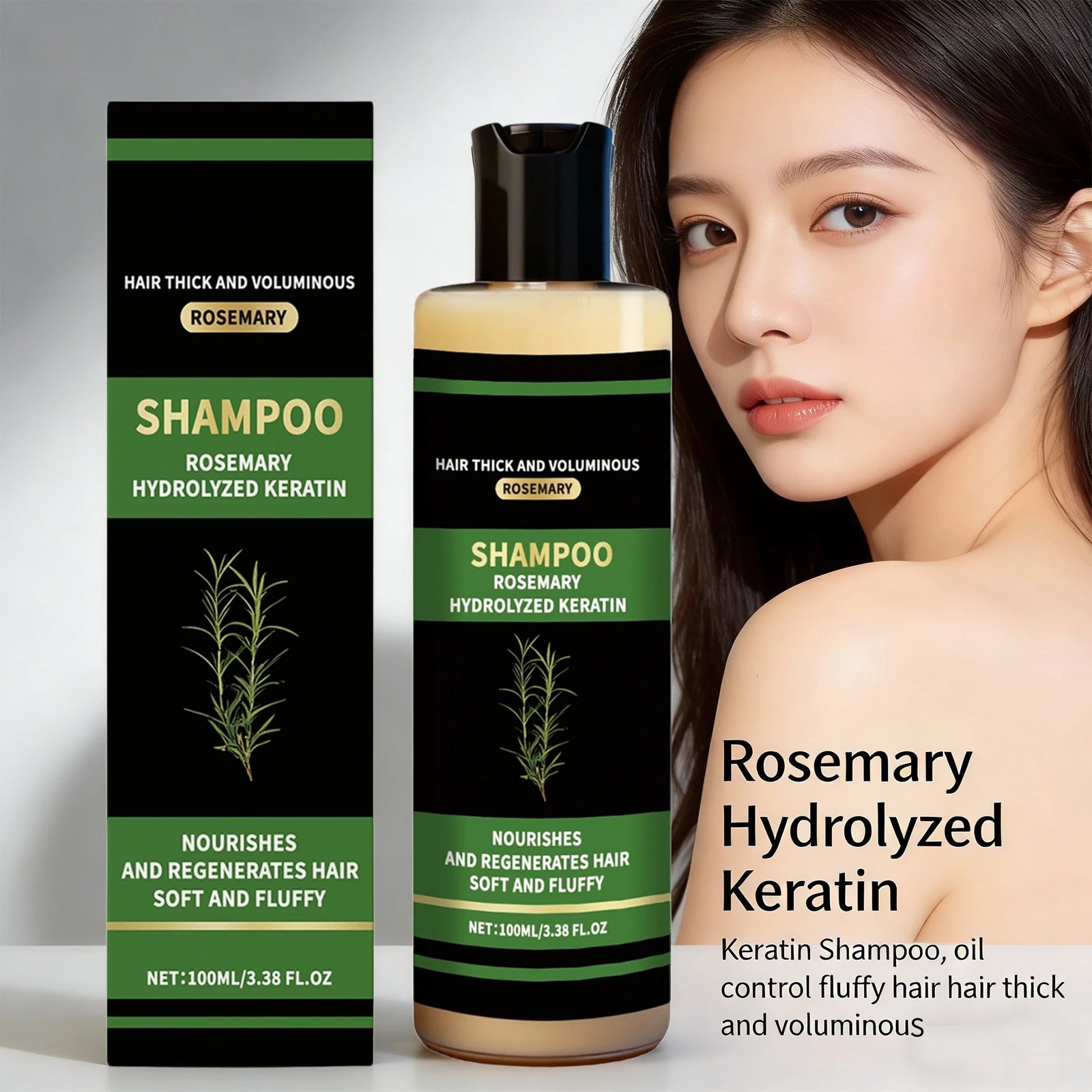 Rosemary Hydrolyzed Keratin Shampoo Promote Hair Thick and Voluminous Reduce Hair Breakage Oil Control Nourish Repair Hair Care Oasis Select