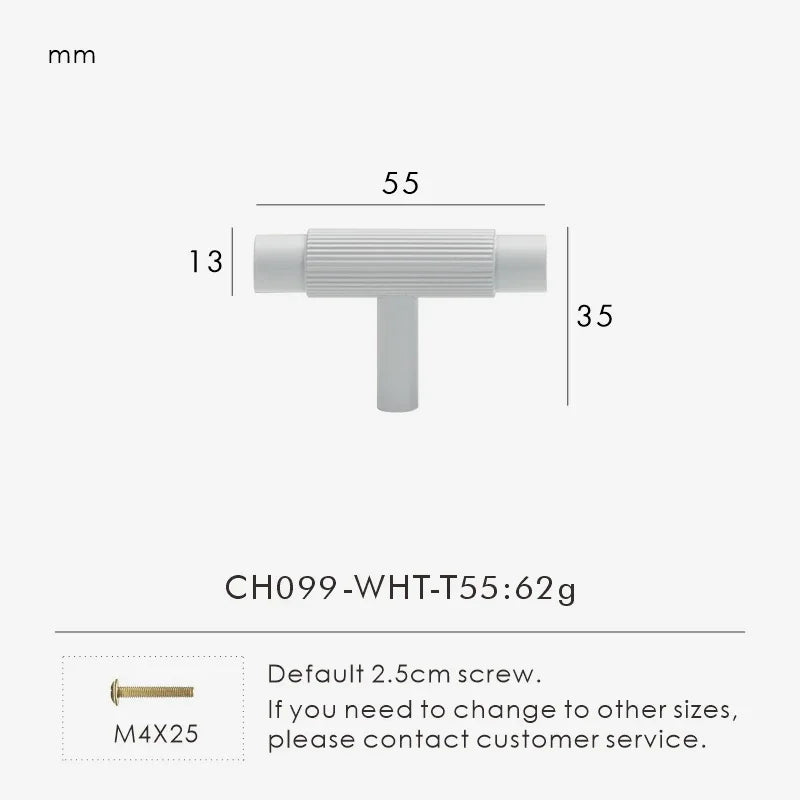 Solid Brass Linear Cabinet Handle Drawer Tbar Cabinet Door Pull White Matte Gold Bronze Available Many Size Opation Oasis Select CH099-WHT-T55