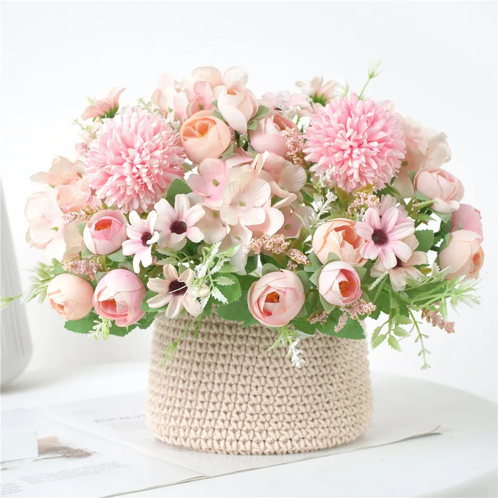 Artificial Silk Hydrangea Peony Bouquet – Wedding & Home Decor Artificial Flower Bouquet Oasis Select