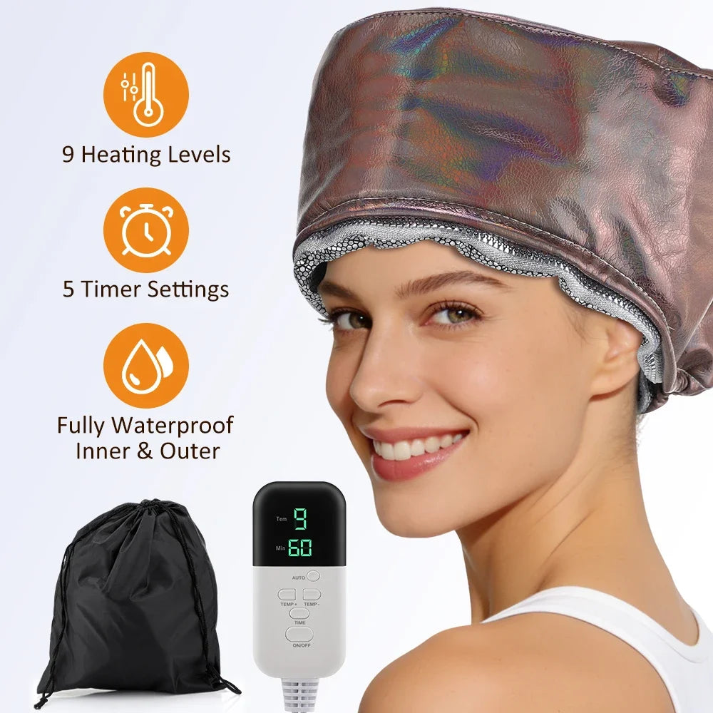 Hailicare Hair Steamer Cap – 9 Temp 5 Timer Thermal Heat Cap